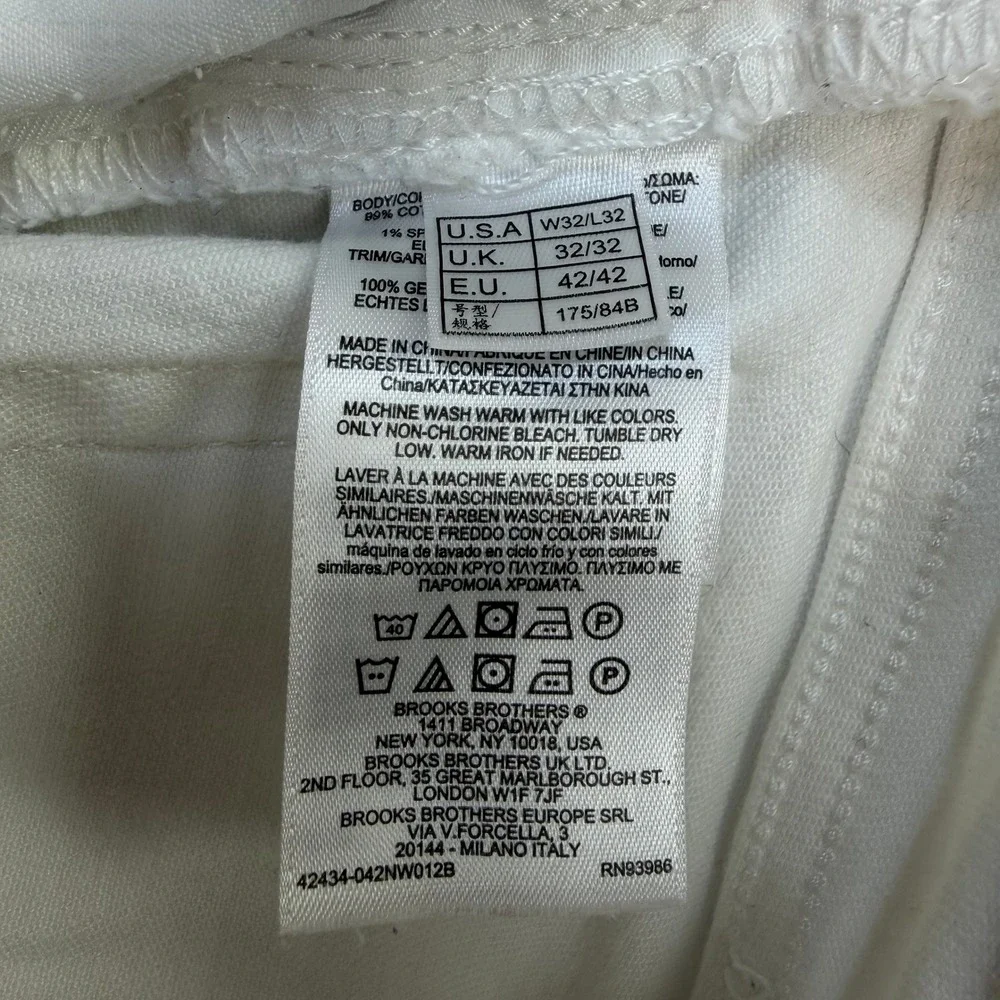 Brooks Brothers Jeans Mens 30x30 White‎ Straight Leg Stretch Denim 100189493